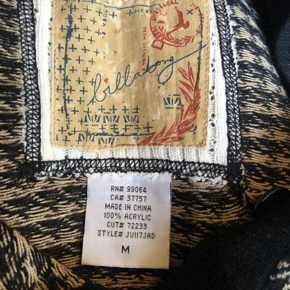 Billabong Cardigan Sweater 3/4 Sleeve in Black and White Houndstooth Size M - Picture 7 of 7